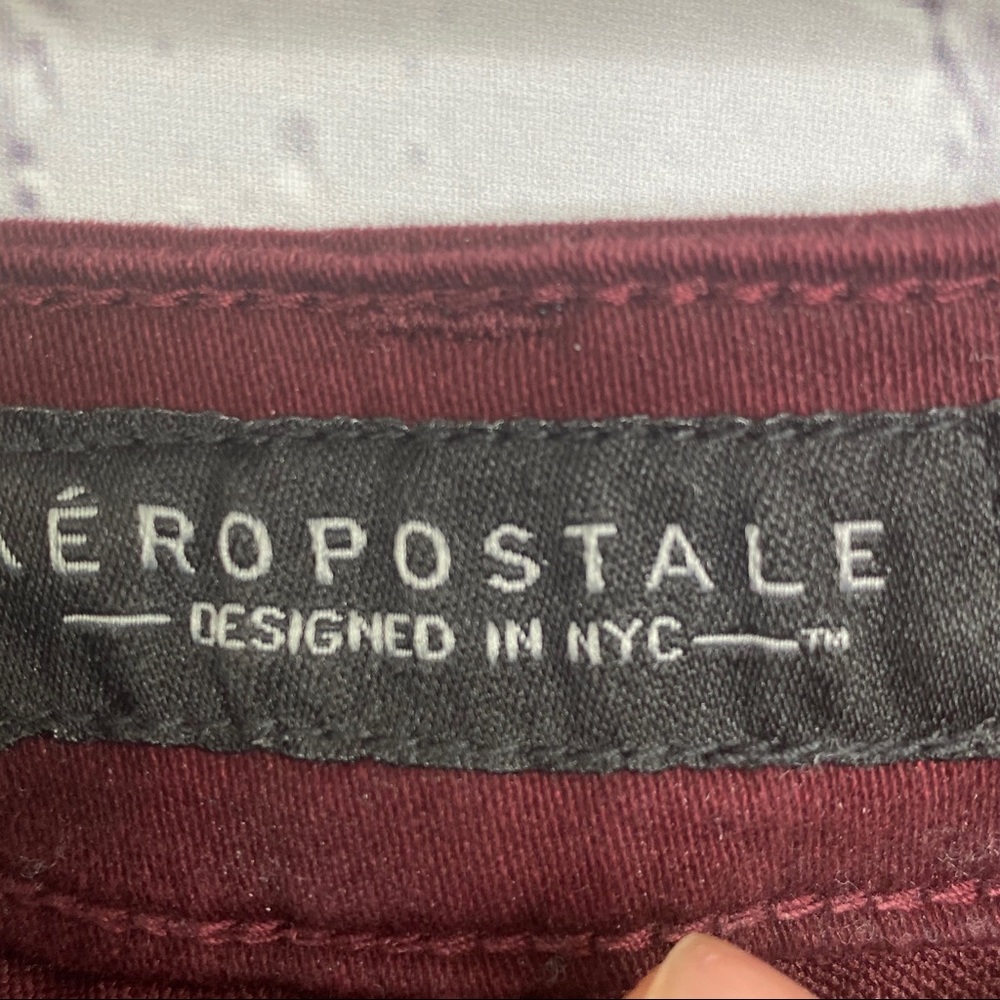 Aeropostale High Waisted Skinny Burgundy Jeggings - Picture 10 of 16
